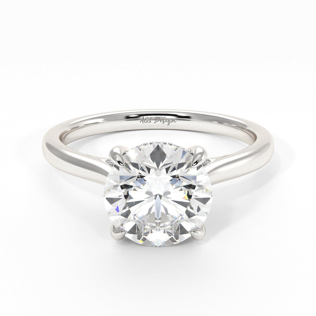 AGI Design Bella Round Lab Created Diamond Engagement Ring
