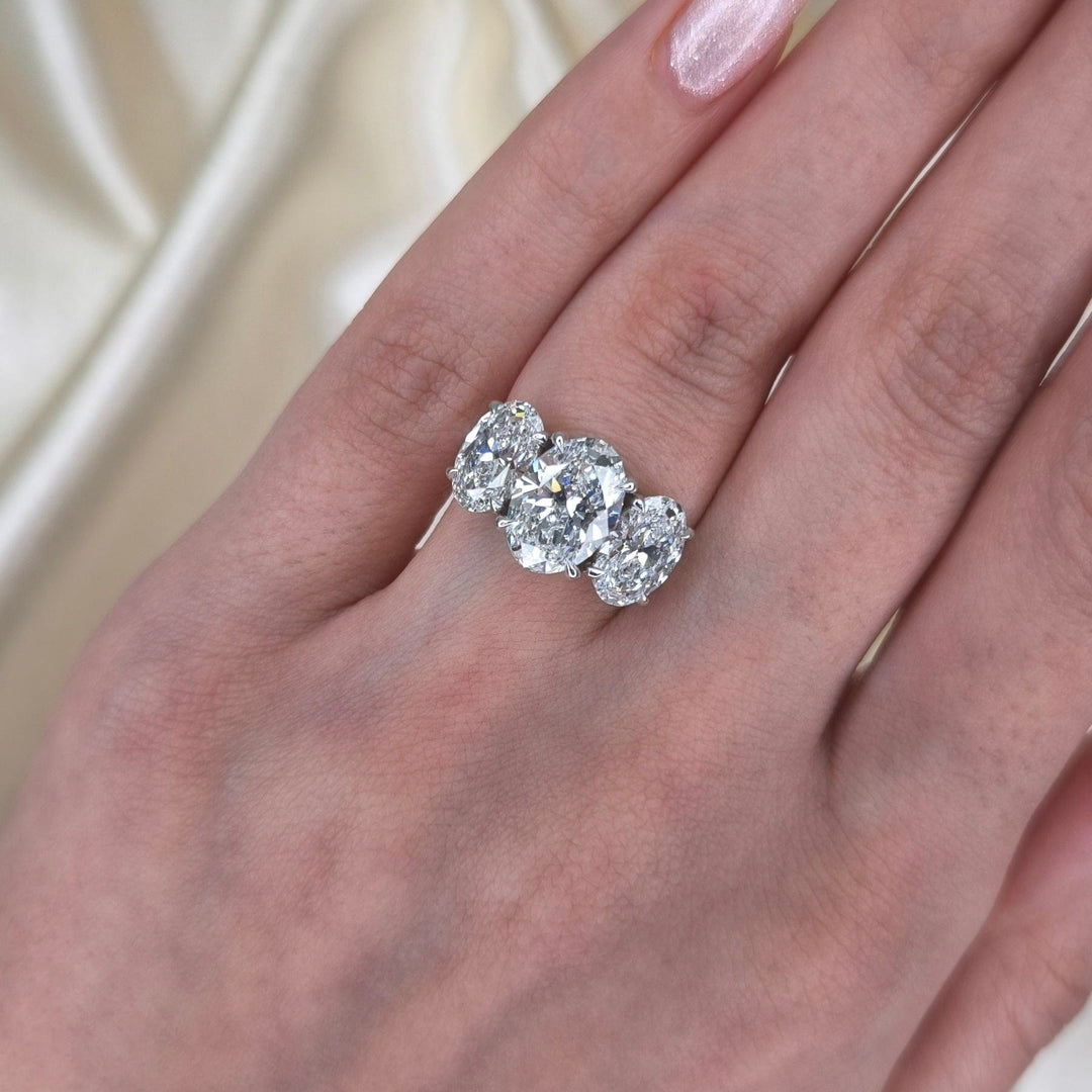 AGI Design Brooke 5.3ct 3 stone oval lab-created diamonds engagement ring