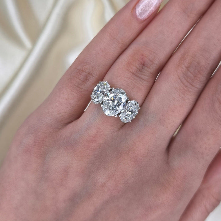 AGI Design Brooke 5.3ct 3 stone oval lab-created diamonds engagement ring