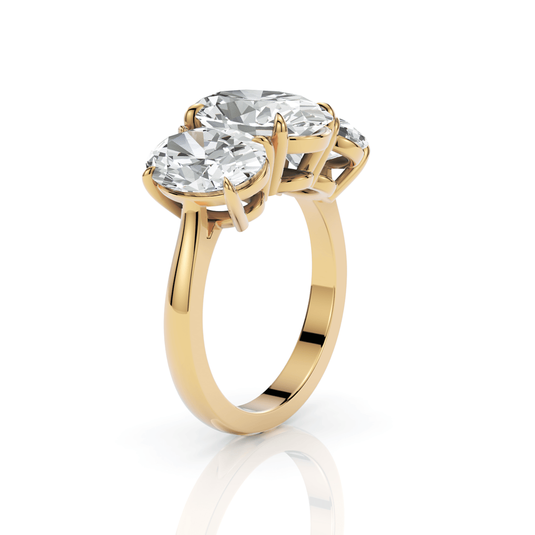 AGI Design Brooke 5.3ct 3 stone oval lab-created diamonds engagement ring