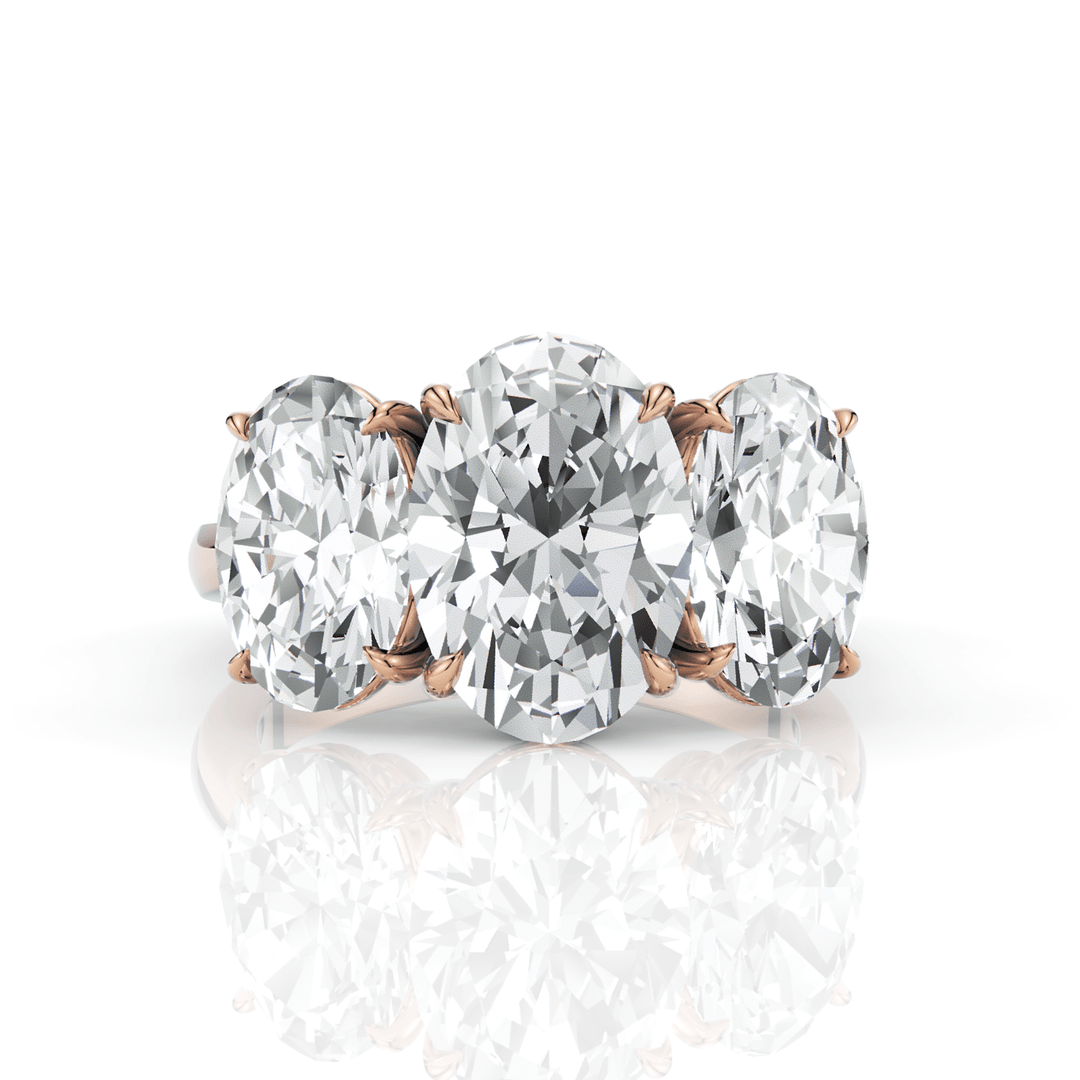 AGI Design Brooke 5.3ct 3 stone oval lab-created diamonds engagement ring