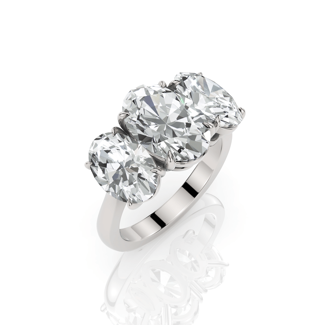 AGI Design Brooke 5.3ct 3 stone oval lab-created diamonds engagement ring