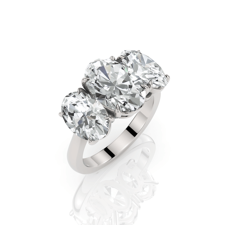 AGI Design Brooke 5.3ct 3 stone oval lab-created diamonds engagement ring