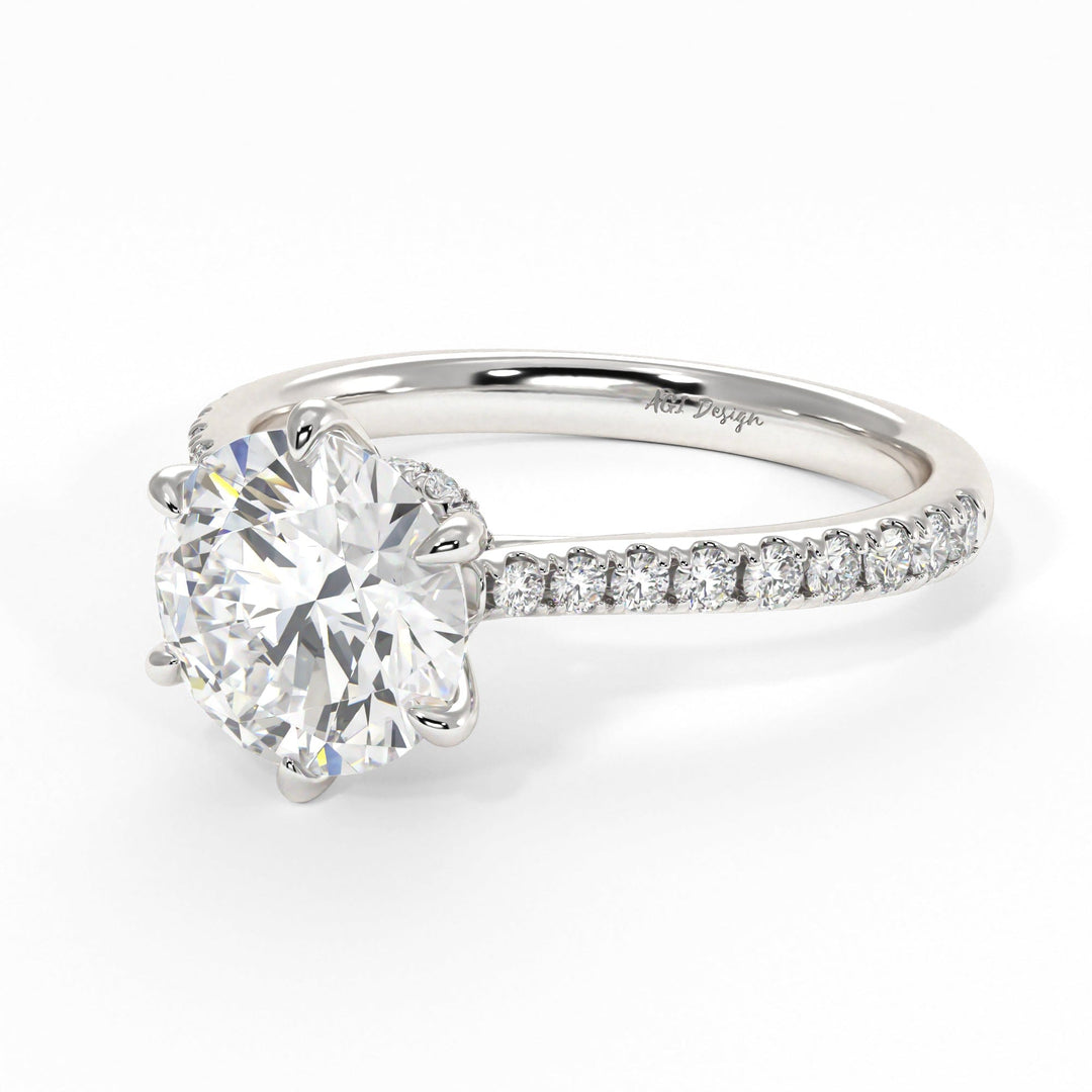 AGI Design Carol Round Lab Created Diamond Engagement Ring
