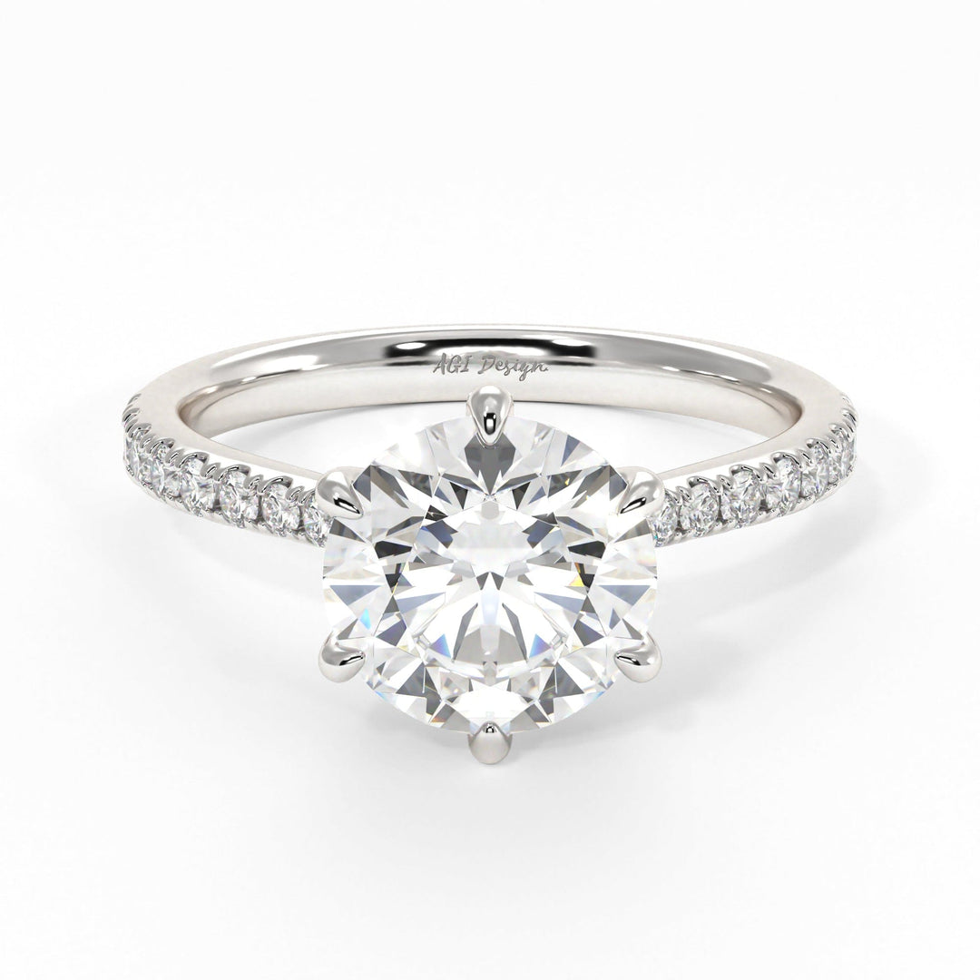 AGI Design Carol Round Lab Created Diamond Engagement Ring