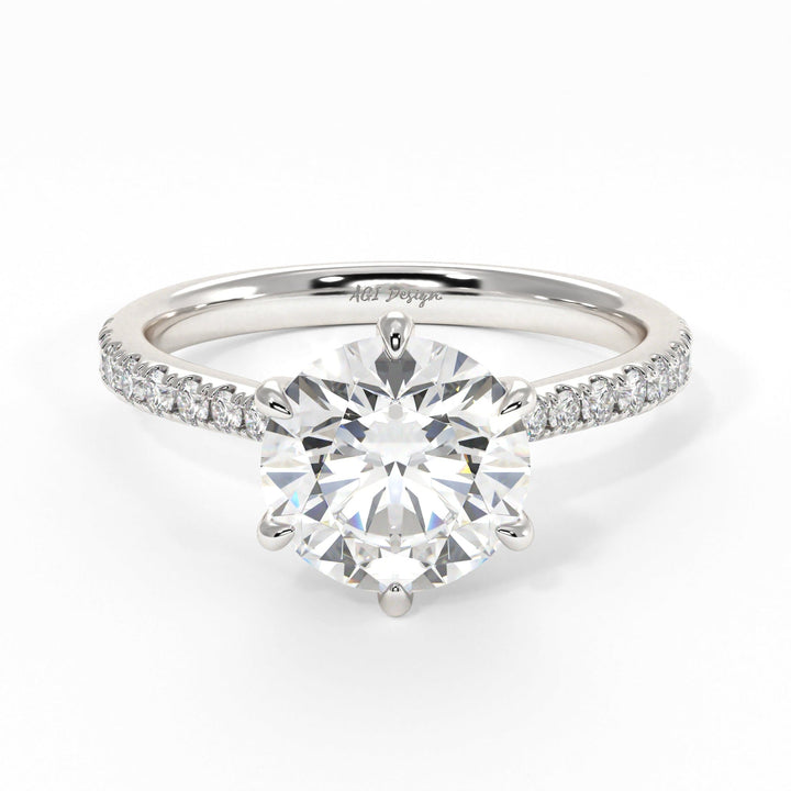 AGI Design Carol Round Lab Created Diamond Engagement Ring