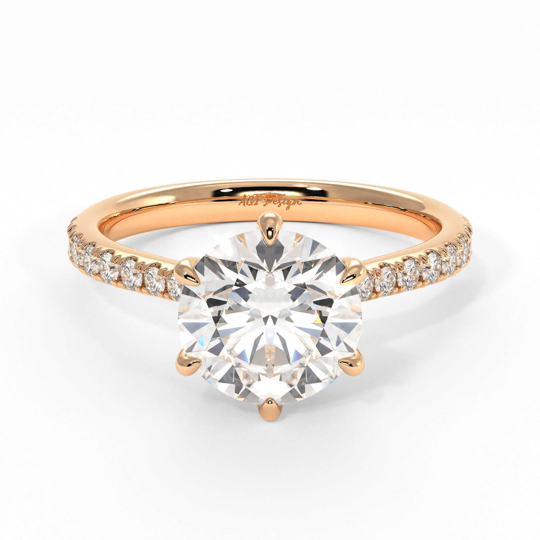 AGI Design Carol Round Lab Created Diamond Engagement Ring