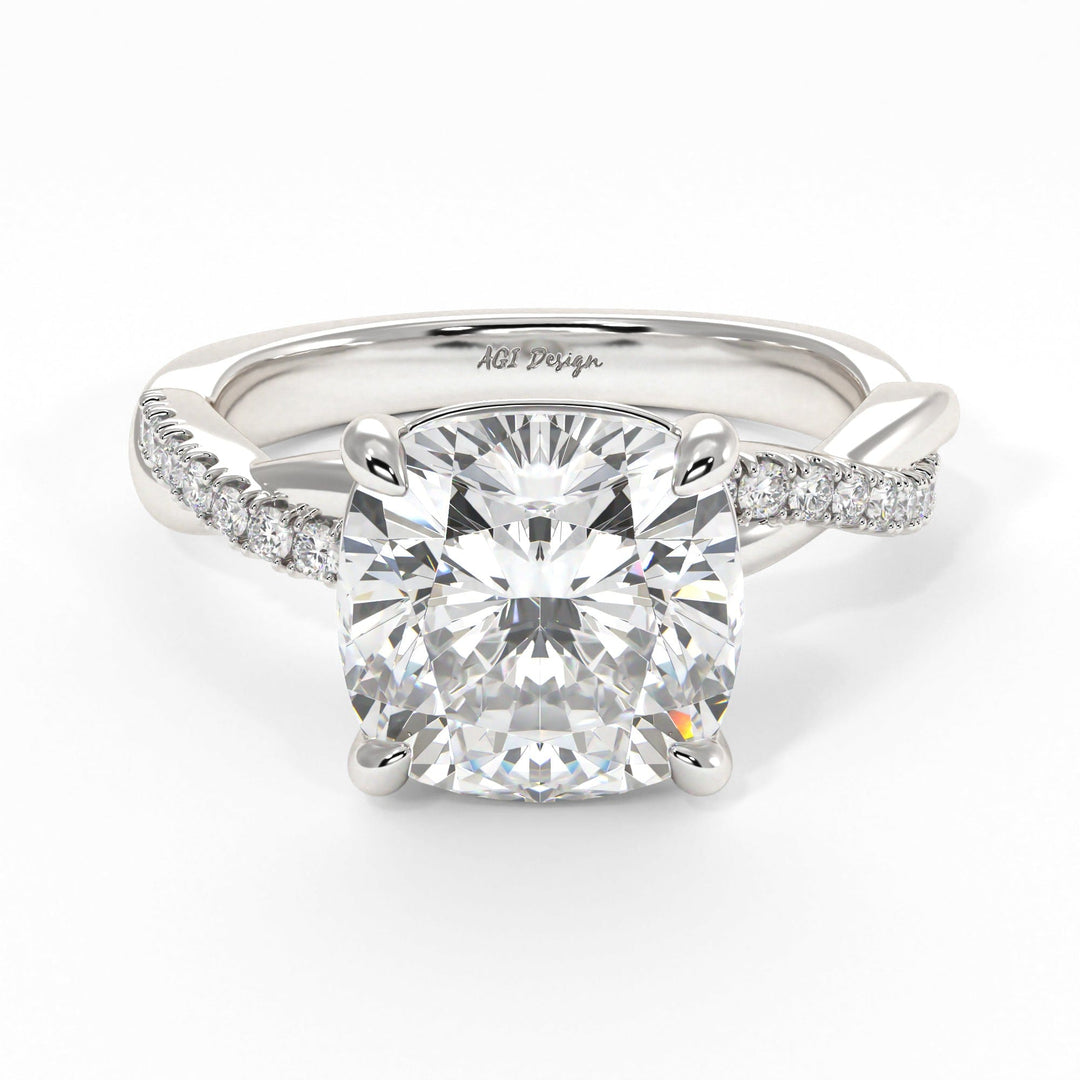 AGI Design Claudia Cushion Cut Lab Created Diamond Engagement Ring