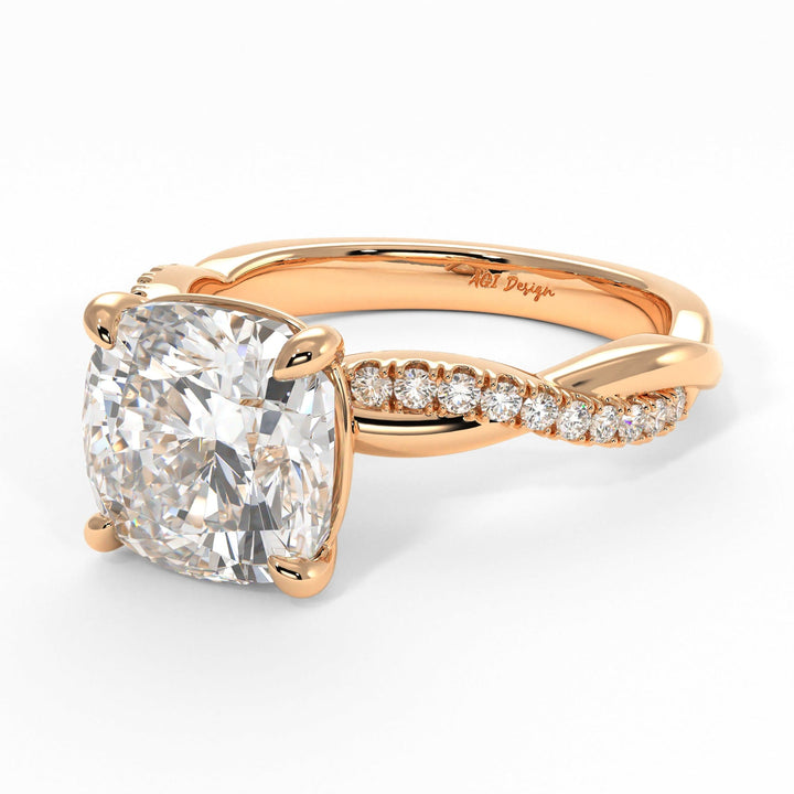 AGI Design Claudia Cushion Cut Lab Created Diamond Engagement Ring