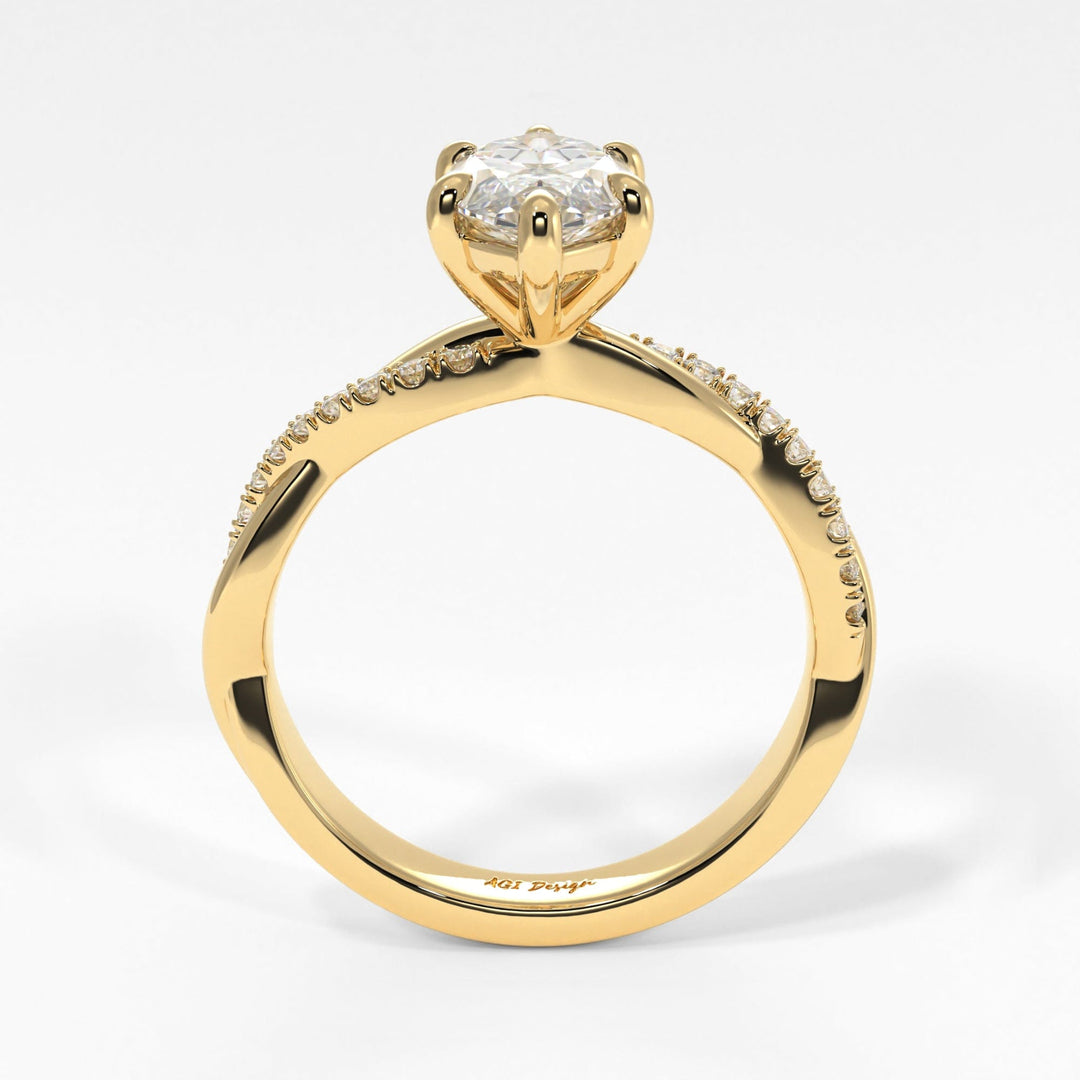 AGI Design Claudia Marquise Lab Created Diamond Twisted Engagement Ring