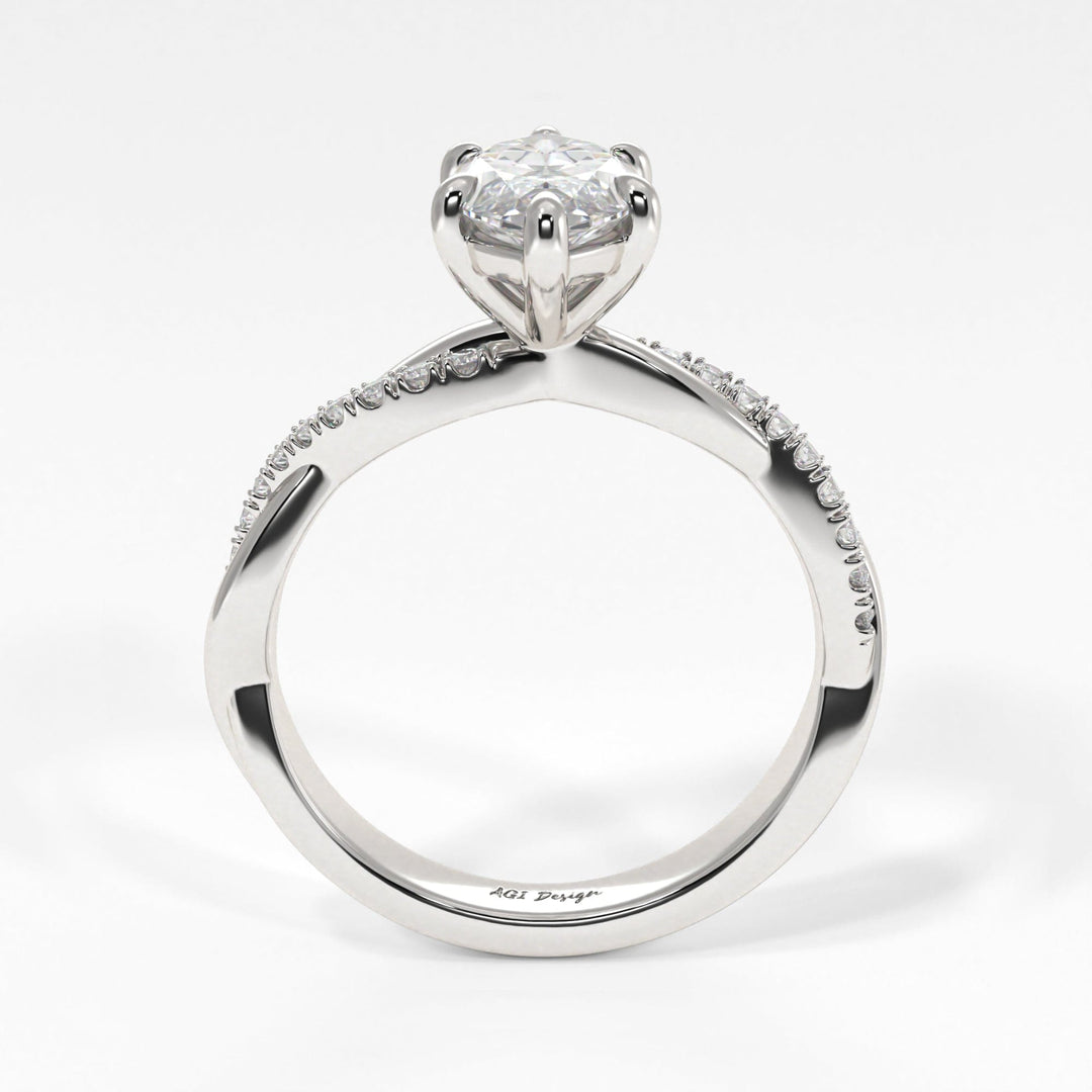 AGI Design Claudia Marquise Lab Created Diamond Twisted Engagement Ring