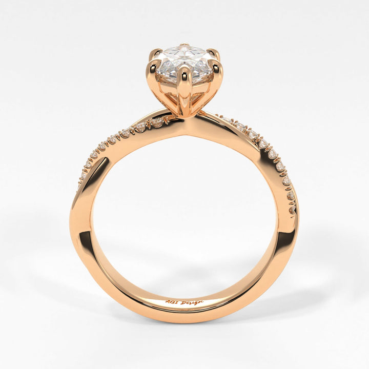 AGI Design Claudia Marquise Lab Created Diamond Twisted Engagement Ring