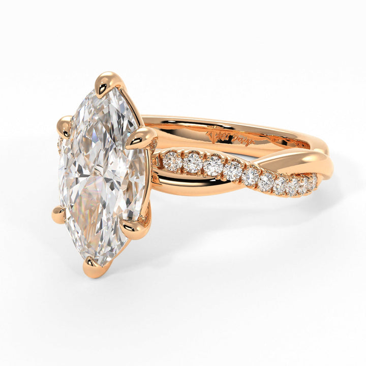 AGI Design Claudia Marquise Lab Created Diamond Twisted Engagement Ring