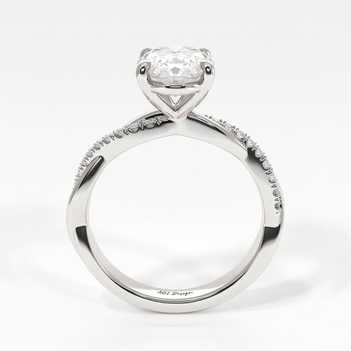 AGI Design Claudia Oval Lab Created Diamond Engagement Ring