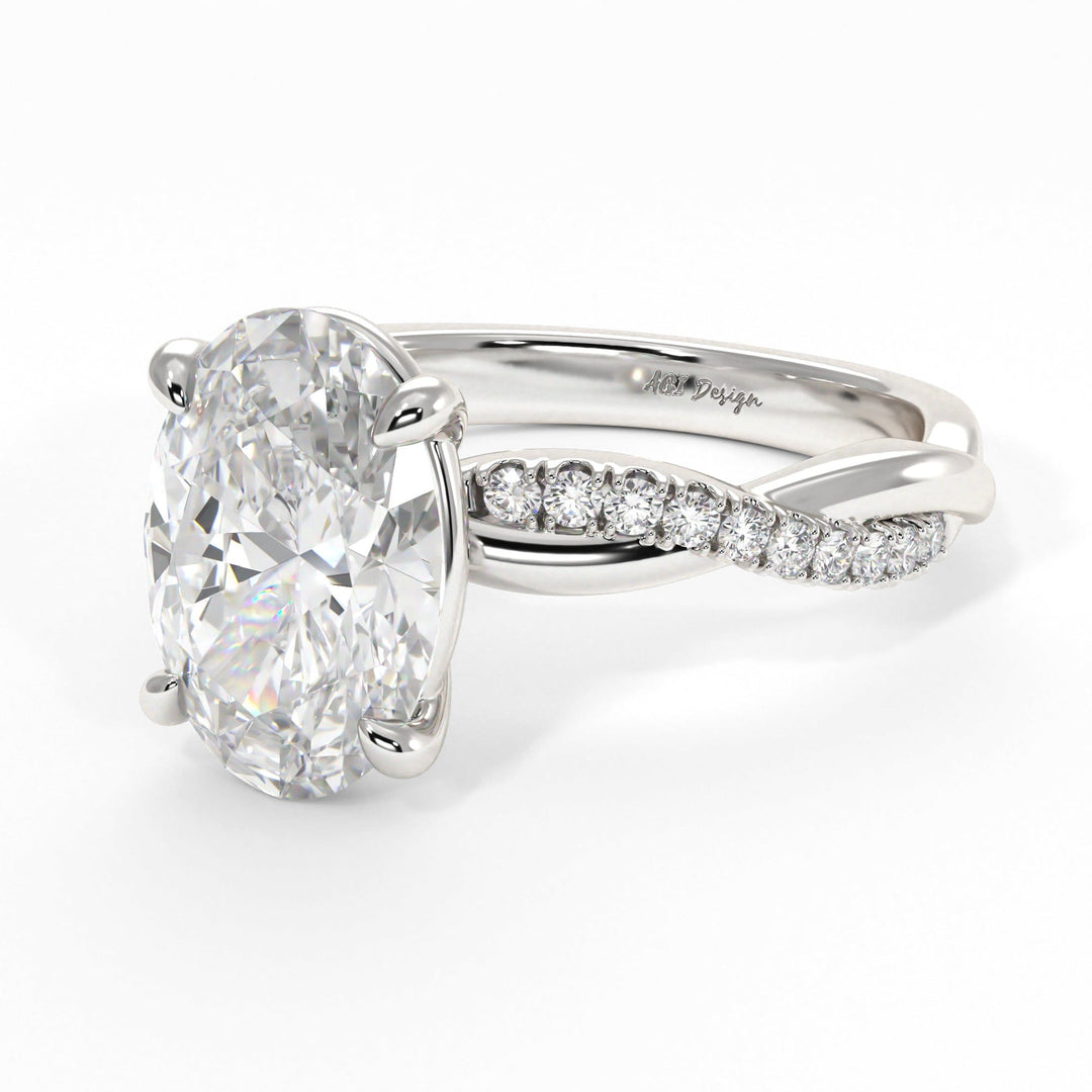 AGI Design Claudia Oval Lab Created Diamond Engagement Ring