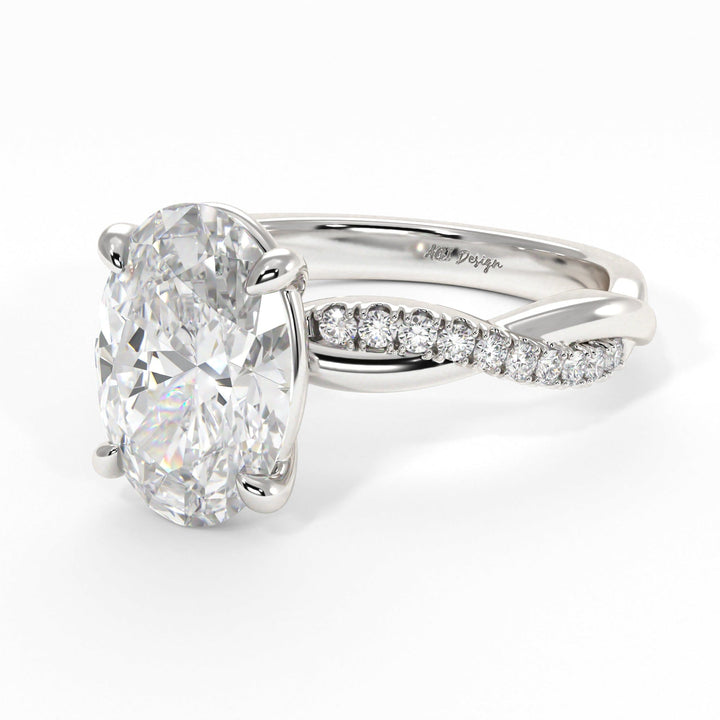 AGI Design Claudia Oval Lab Created Diamond Engagement Ring
