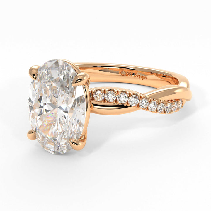 AGI Design Claudia Oval Lab Created Diamond Engagement Ring