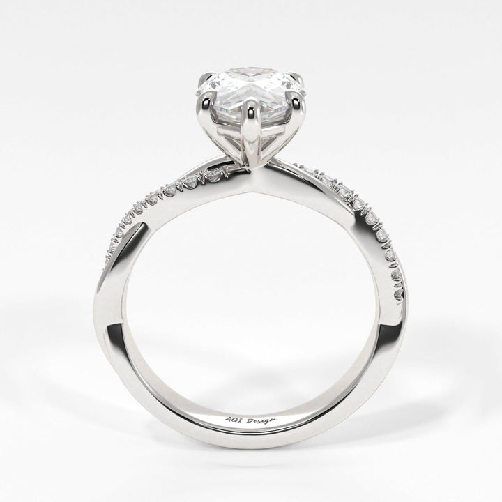 AGI Design Claudia Pear Shape Lab Created Diamond Engagement Ring