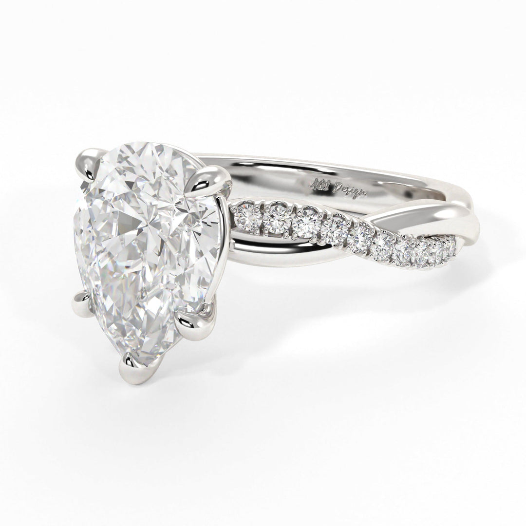 AGI Design Claudia Pear Shape Lab Created Diamond Engagement Ring