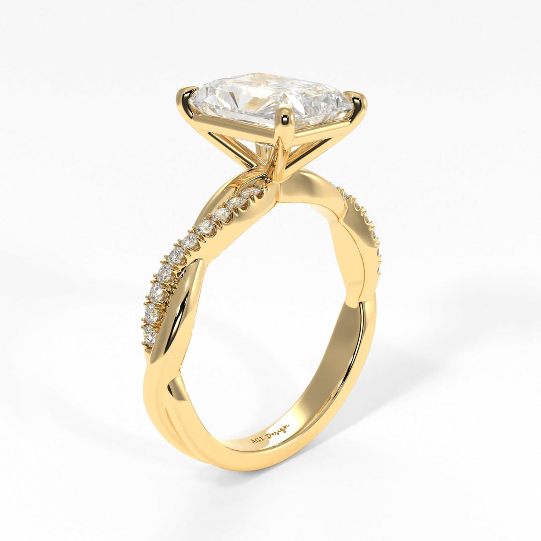 AGI Design Claudia Radiant/Emerald Lab Created Diamond Engagement Ring