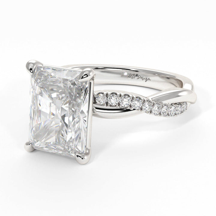 AGI Design Claudia Radiant/Emerald Lab Created Diamond Engagement Ring