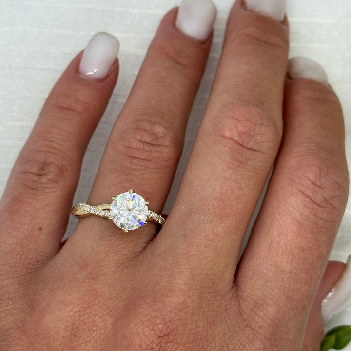 AGIDesignShop Claudia Round Forever One Moissanite Tulip Engagement Ring