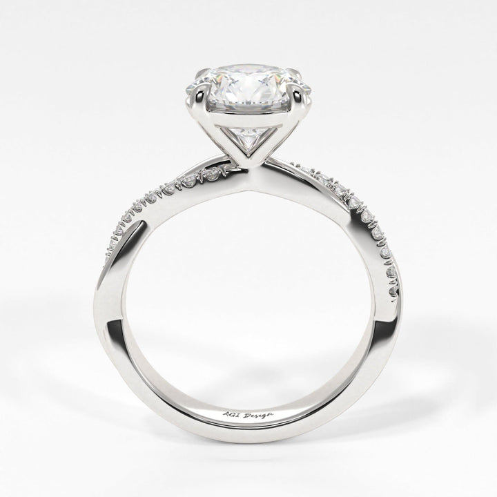 AGI Design Claudia Round Lab Created Diamond Engagement Ring