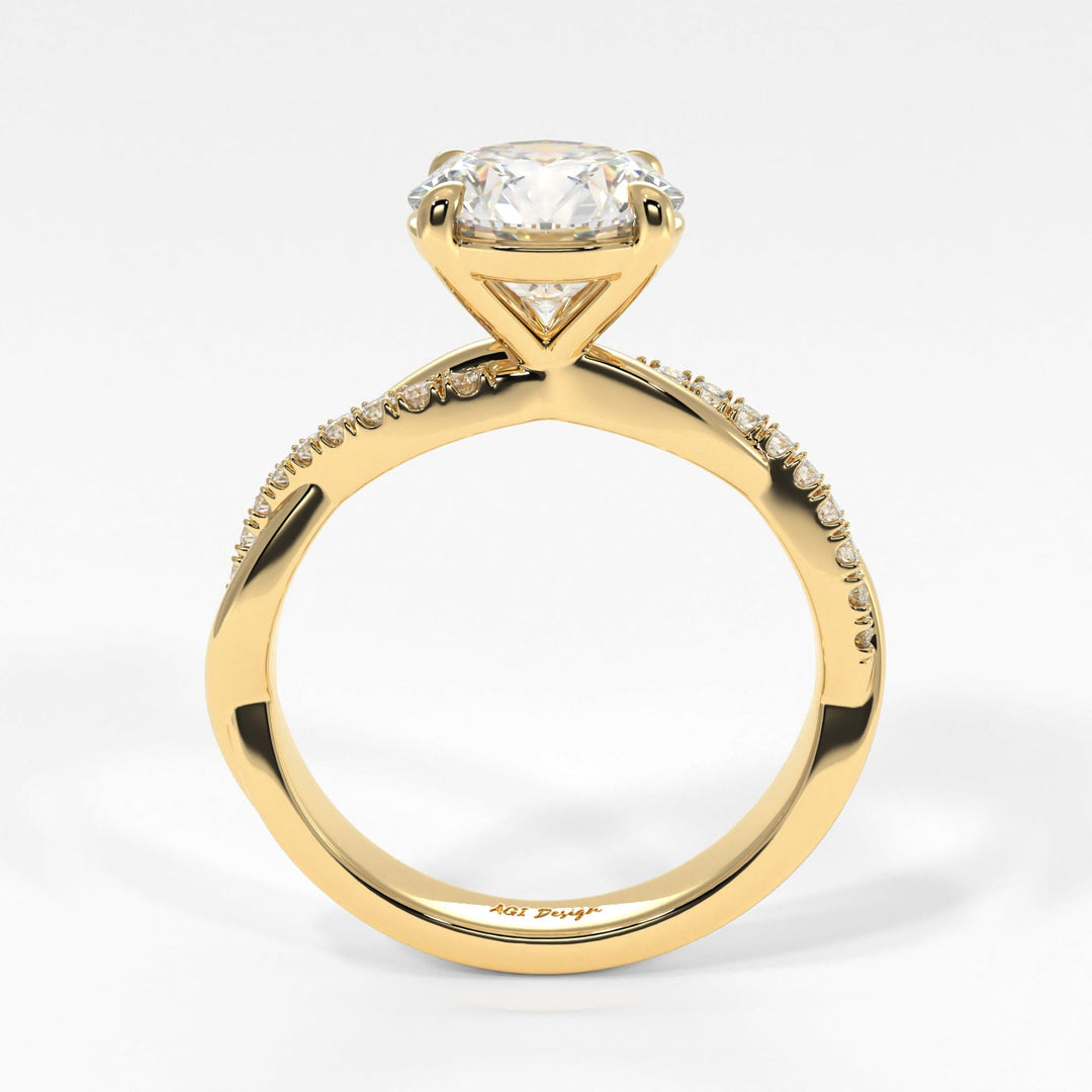 AGI Design Claudia Round Lab Created Diamond Engagement Ring