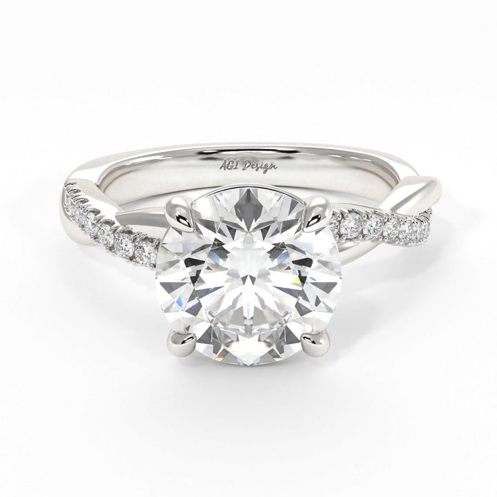 AGI Design Claudia Round Lab Created Diamond Engagement Ring