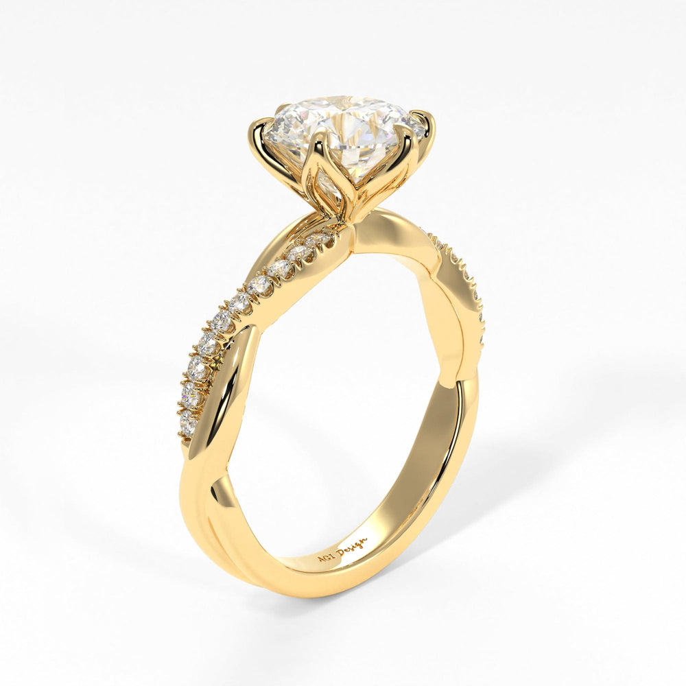 AGI Design Claudia Round Lab Created Diamond Tulip Engagement Ring