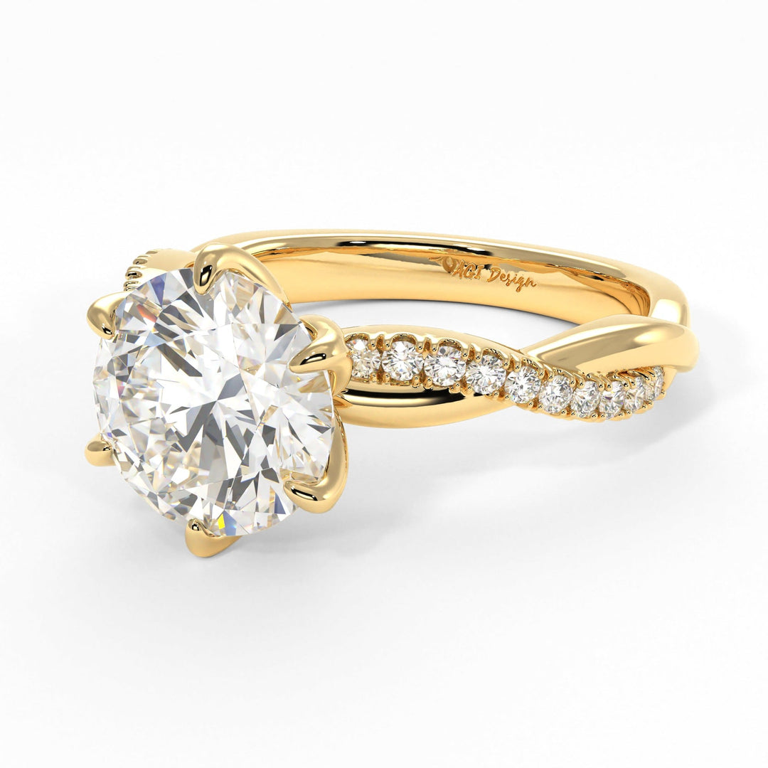 AGI Design Claudia Round Lab Created Diamond Tulip Engagement Ring