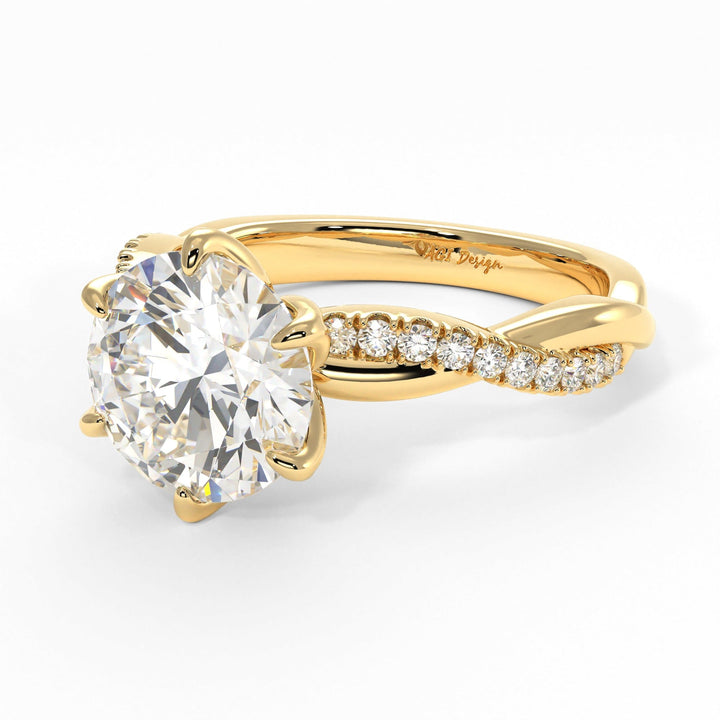 AGI Design Claudia Round Lab Created Diamond Tulip Engagement Ring