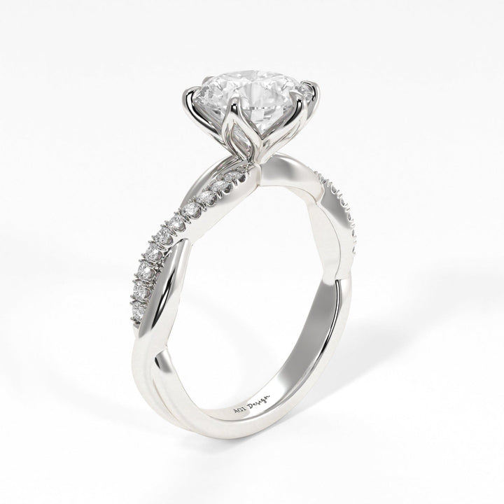 AGI Design Claudia Round Lab Created Diamond Tulip Engagement Ring