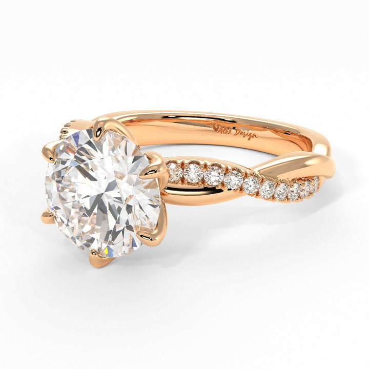 AGI Design Claudia Round Lab Created Diamond Tulip Engagement Ring
