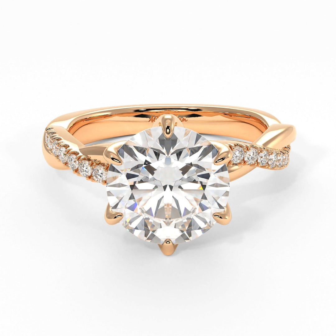 AGI Design Claudia Round Lab Created Diamond Tulip Engagement Ring