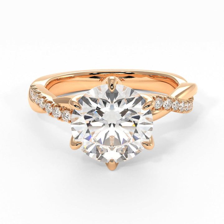AGI Design Claudia Round Lab Created Diamond Tulip Engagement Ring