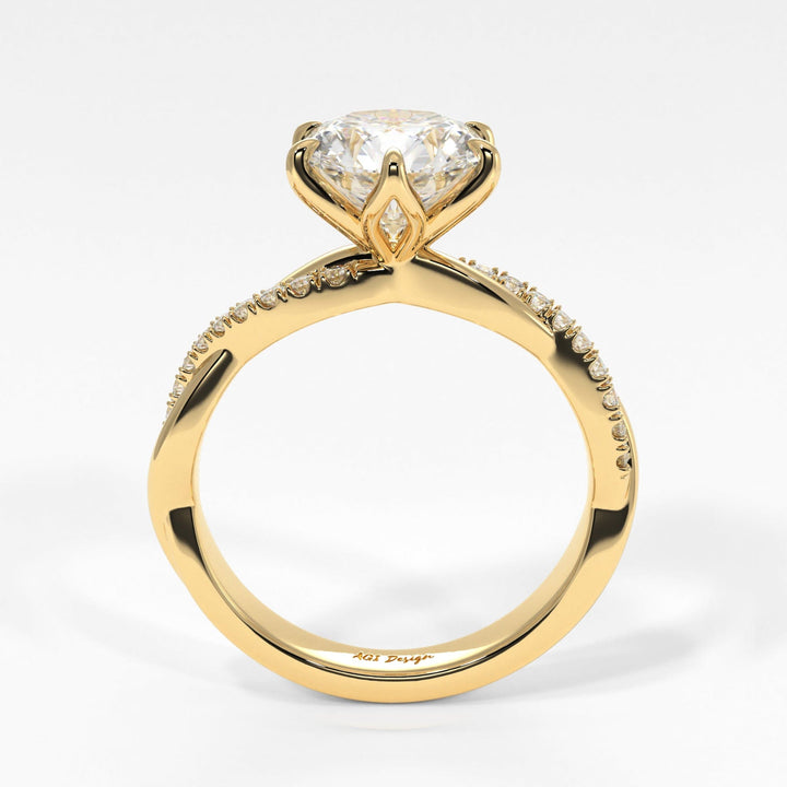 AGI Design Claudia Round Lab Created Diamond Tulip Engagement Ring