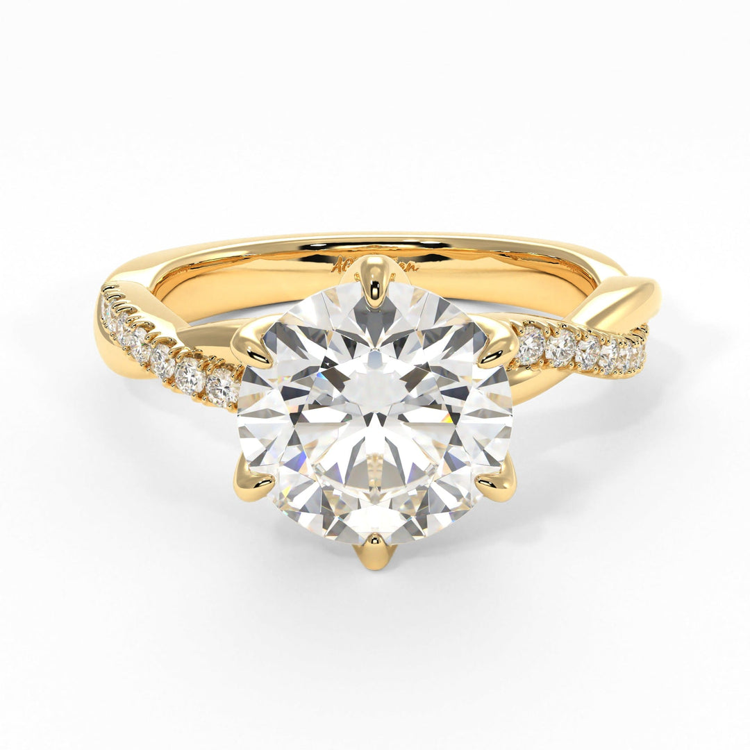 AGI Design Claudia Round Lab Created Diamond Tulip Engagement Ring