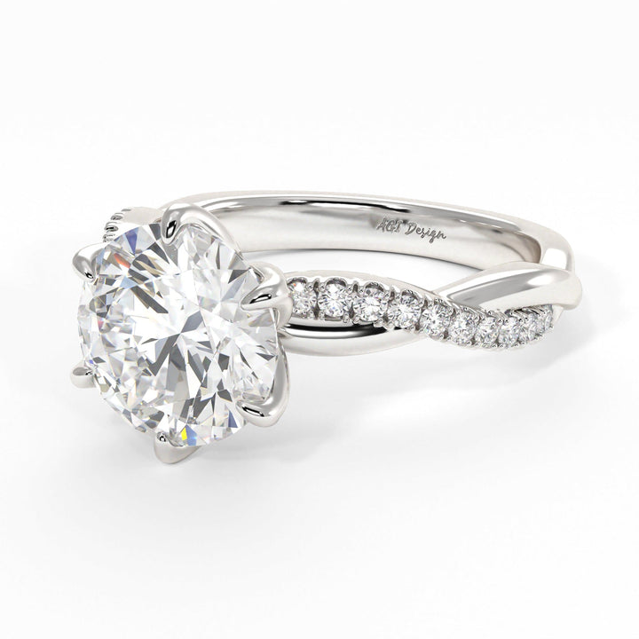 AGI Design Claudia Round Lab Created Diamond Tulip Engagement Ring