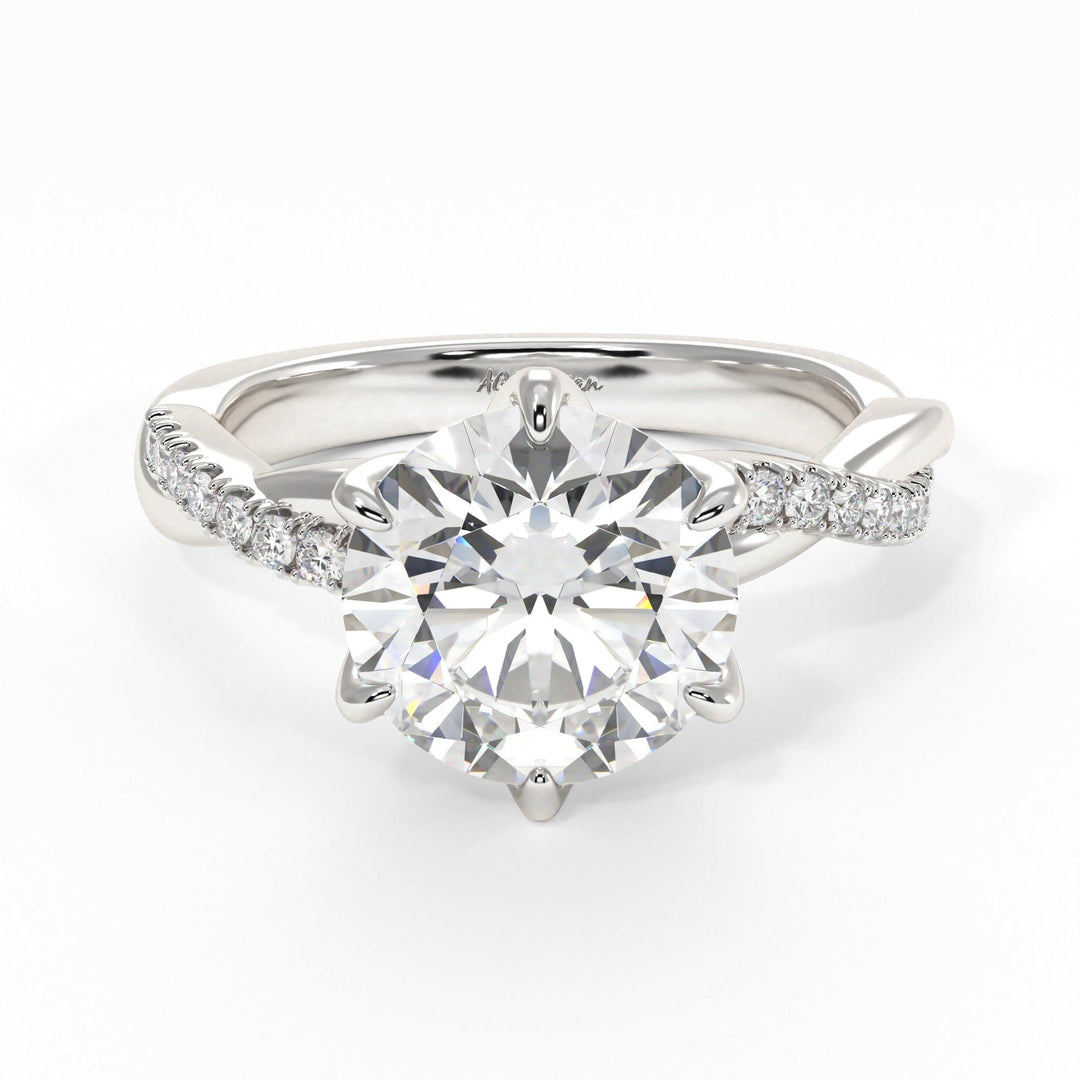 AGI Design Claudia Round Lab Created Diamond Tulip Engagement Ring