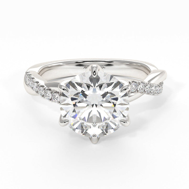 AGI Design Claudia Round Lab Created Diamond Tulip Engagement Ring