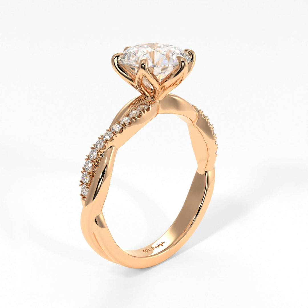 AGI Design Claudia Round Lab Created Diamond Tulip Engagement Ring