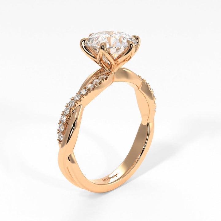 AGI Design Claudia Round Lab Created Diamond Tulip Engagement Ring