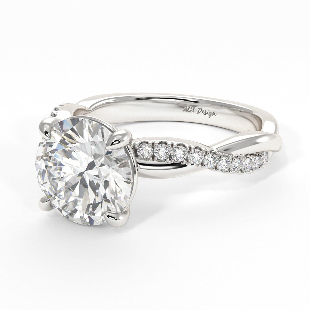 AGIDesignShop Claudia Round Moissanite  Engagement Ring