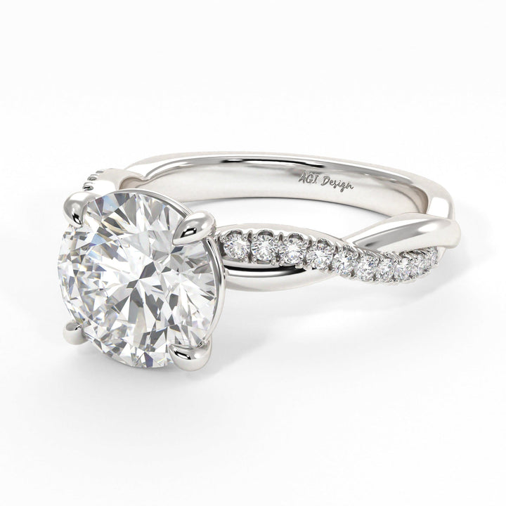 AGIDesignShop Claudia Round Moissanite  Engagement Ring