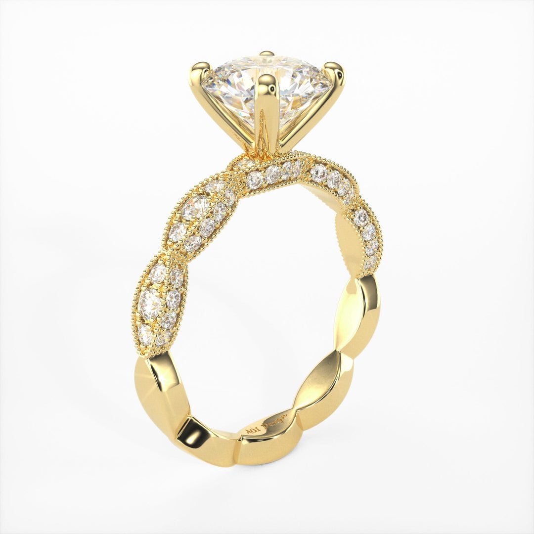 AGI Design Dana Round Lab Created Diamond Engagement Ring