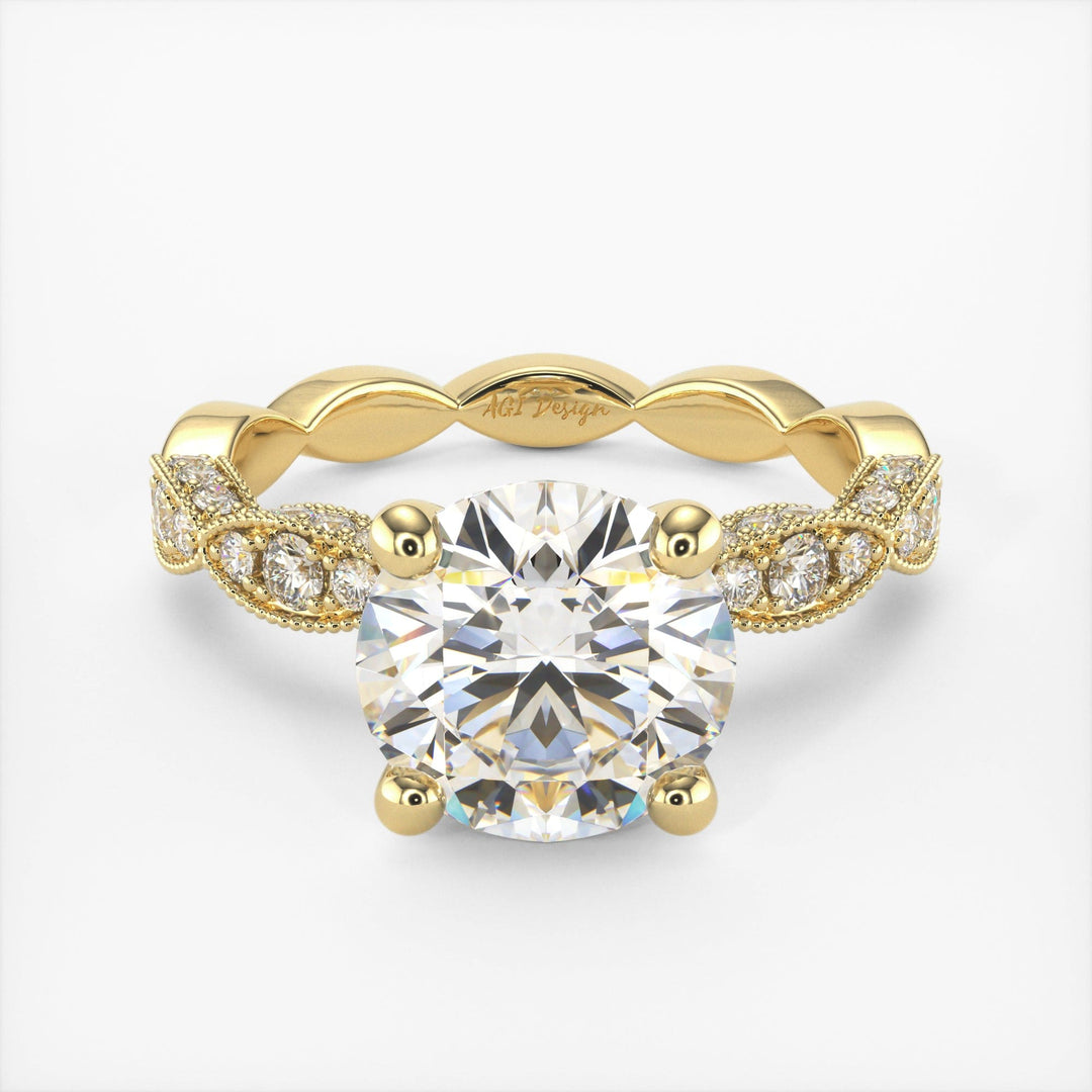 AGI Design Dana Round Lab Created Diamond Engagement Ring