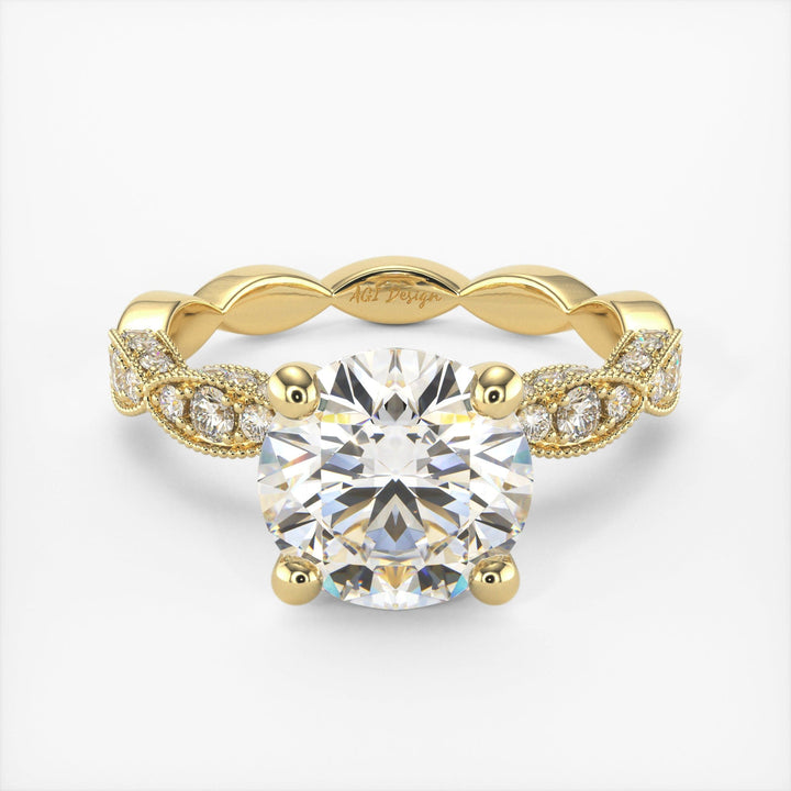 AGI Design Dana Round Lab Created Diamond Engagement Ring