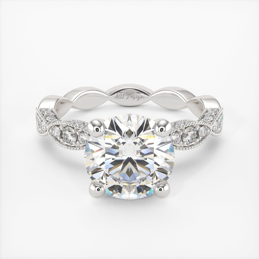 AGI Design Dana Round Lab Created Diamond Engagement Ring