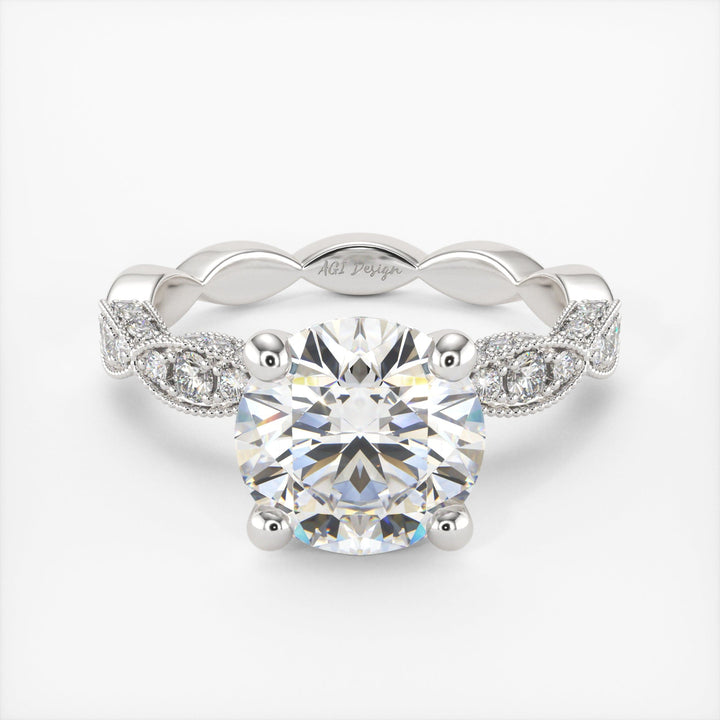 AGI Design Dana Round Lab Created Diamond Engagement Ring